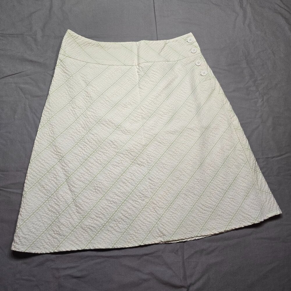 Ann Taylor Factory Women's A Line Cotton Skirt, Cream, Lime, Yellow Size 8